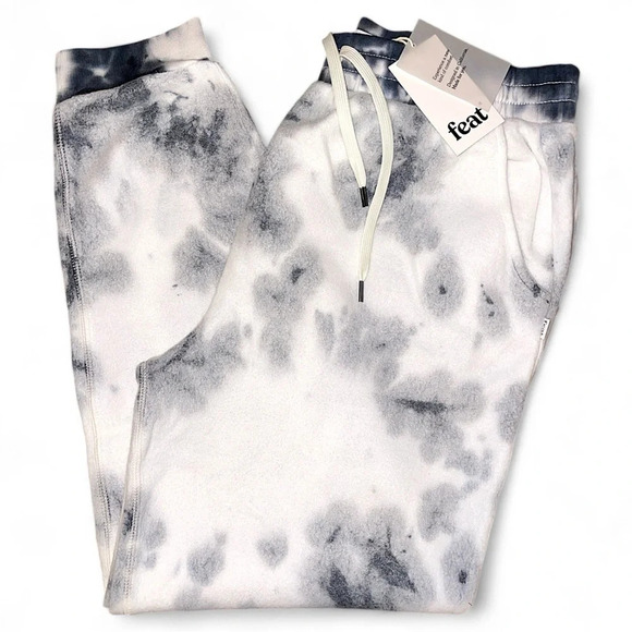 Feat Comfy Blanketblend White Gray Tie dye Tapered Jogger Sweatpants XL - Picture 2 of 7